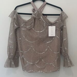 ALEXIE Lace Metallic Blouse NWT - Sz M